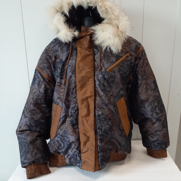 Vintage Outer Gear Duck Down Womens Fur Trim Hooded Winter Jacket Size Medium - Picture 9 of 13